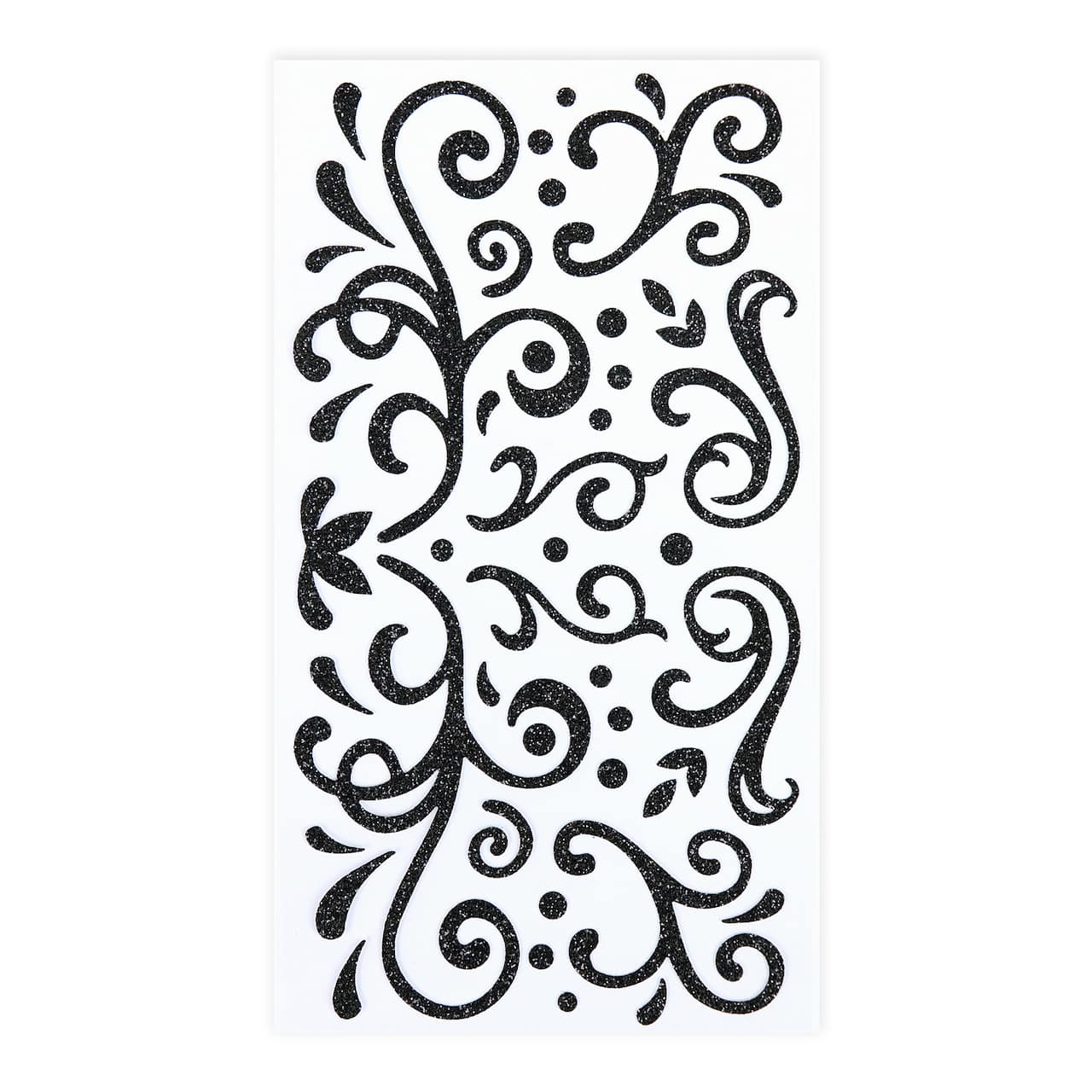 12 Pack: Black Glitter Swirl Stickers by Recollections™